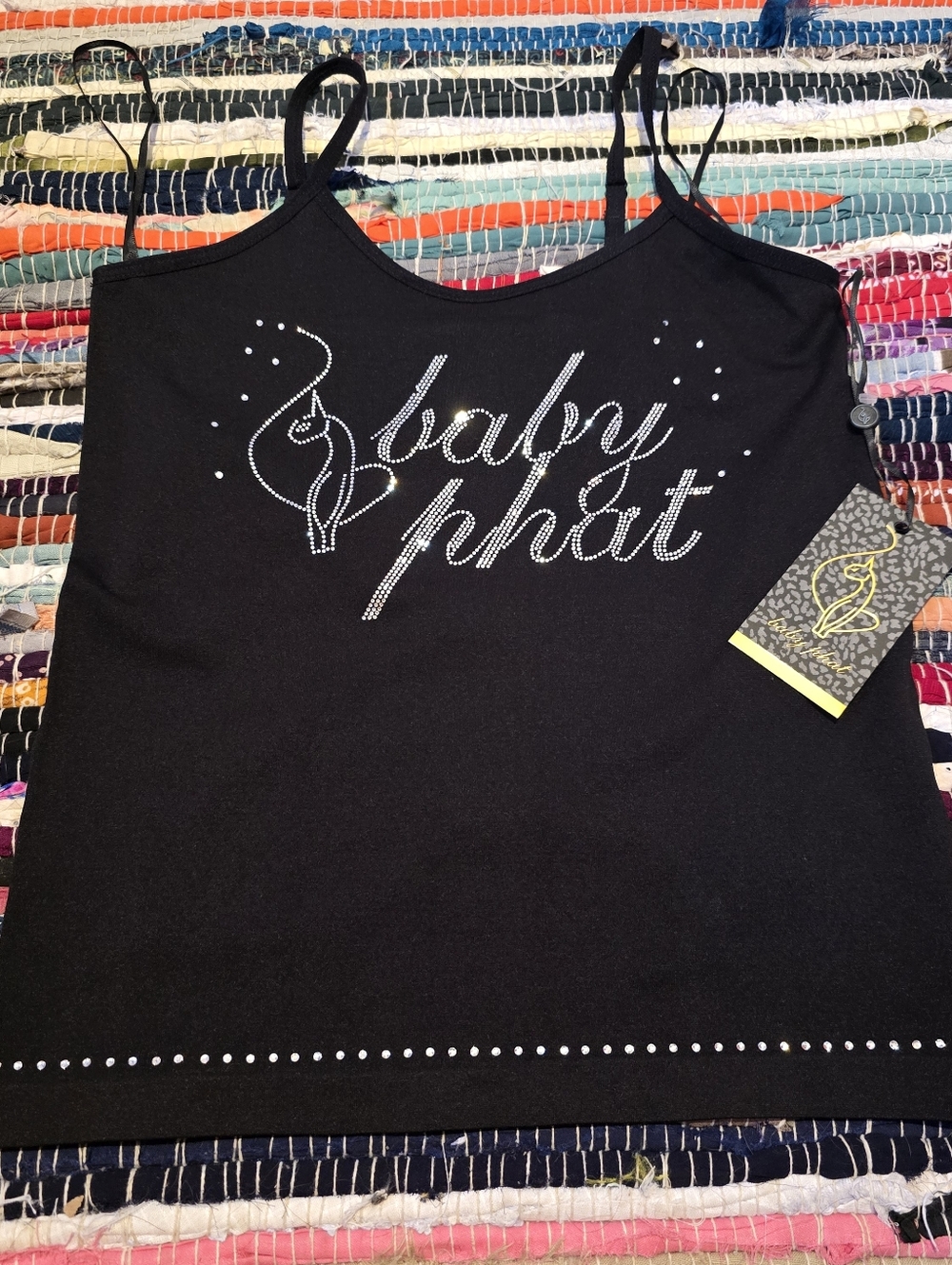 Baby Phat Top Tank Top Shirt rhinestones Embellished Y2k Top Logo Cat